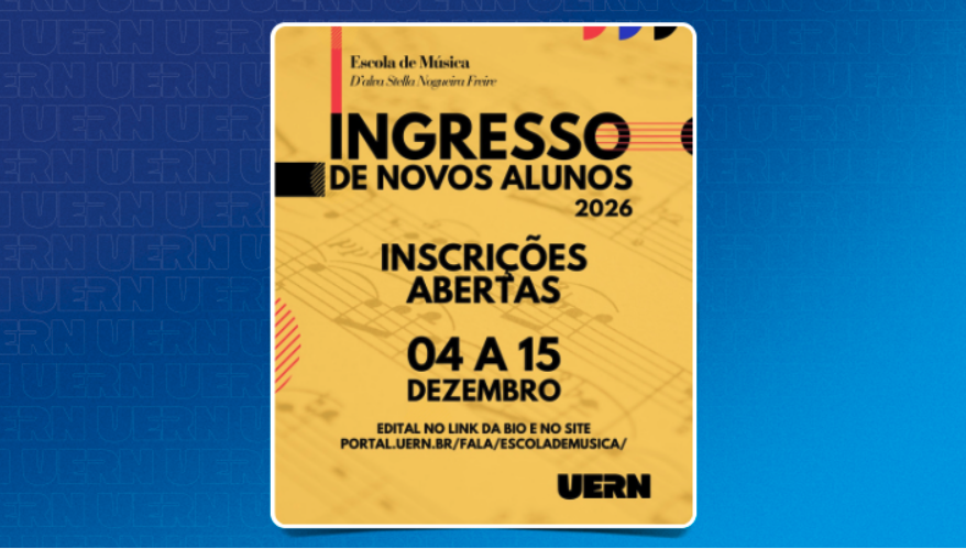 Violino, guitarra, canto: Escola de Música da Uern abre 163 vagas para formação instrumental